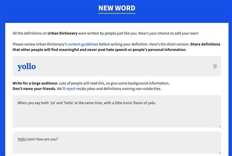 hwo urban dictionary|Adding a new definition .